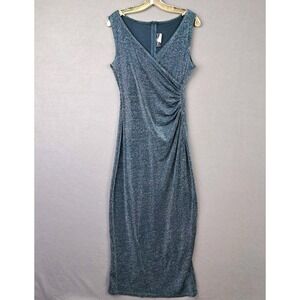 Vintage Molly Malloy Dress Women‎ 10/M Green Maxi Shimmer Ruched Y2K Fairy Bella